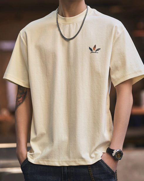 Feather Motif Back Print T-Shirt P1340