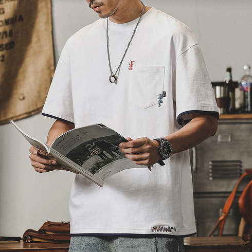 【OUTLET/即納】ステッチアクセントポケット半袖Tシャツ P0953