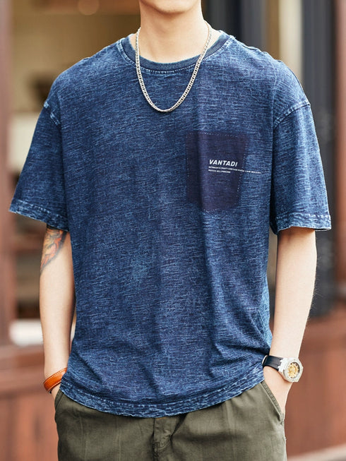 Rough Wash Casual Detail Short Sleeve T-Shirt P1360
