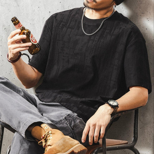 ジャカードパターンビッグシルエット半袖Tシャツ P2023