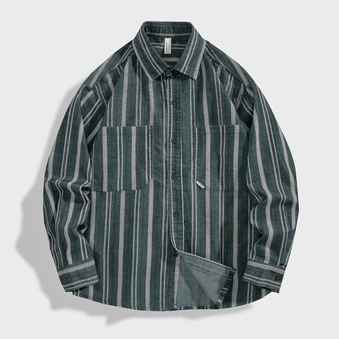Long-sleeved Striped Casual Shirt P1272