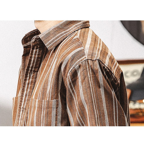 Long-sleeved Striped Casual Shirt P1272