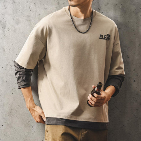 オーバーサイズレイヤードクルーネック長袖Tシャツ P2070