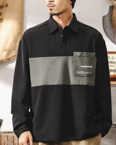 Utility Pocket Design Colorblock Polo Shirt P1314