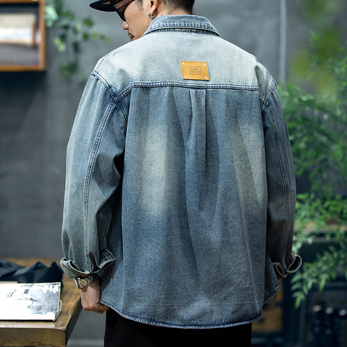 American Retro Long-sleeved Denim Shirt P0889