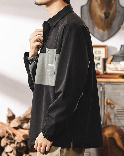 Utility Pocket Design Colorblock Polo Shirt P1314