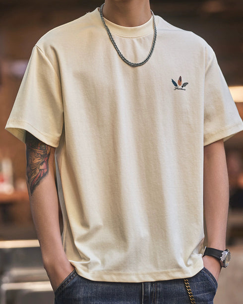 Feather Motif Back Print T-Shirt P1340