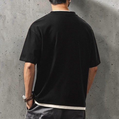 【OUTLET/即納】キーネックレイヤード半袖Tシャツ P2024