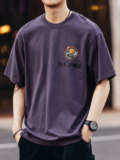 Back Letter Graphic Accent Short Sleeve T-Shirt P1355