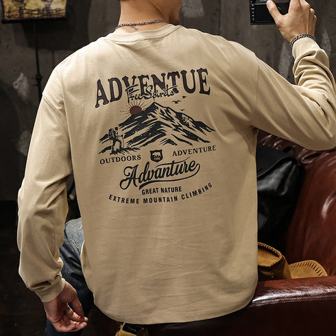 Mountain Print Long-sleeved T-shirt P1043