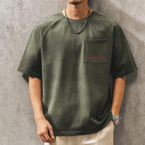 ピグメントウォッシュバックプリント半袖Tシャツ P2044