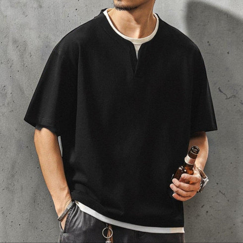 【OUTLET/即納】キーネックレイヤード半袖Tシャツ P2024