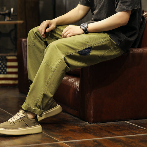 Straight Roll-up Pants Slim Casual Pants P1019