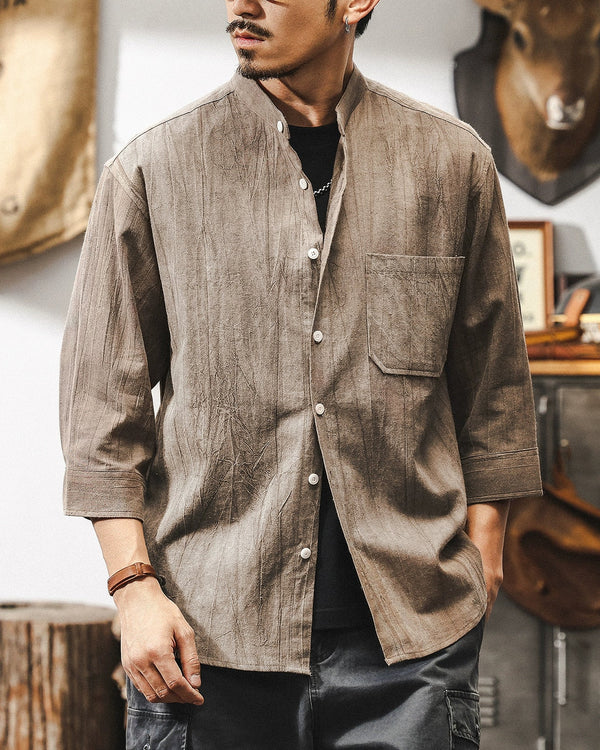 Vintage Shade Natural Style Three Quarter Sleeve Shirt P1327