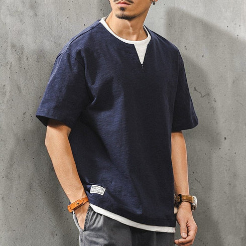 キーネックレイヤード半袖Tシャツ P2025