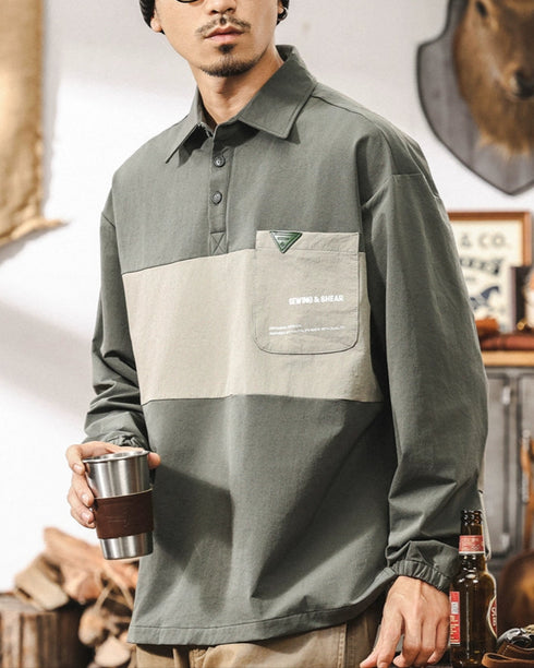 Utility Pocket Design Colorblock Polo Shirt P1314