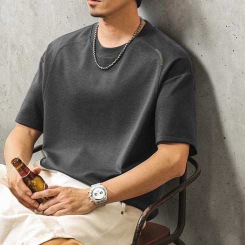 【OUTLET/即納】ラウンドネックドロップショルダーTシャツ P2083