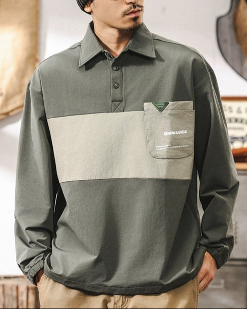 Utility Pocket Design Colorblock Polo Shirt P1314