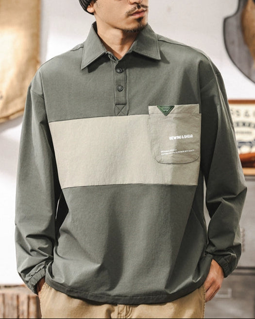Utility Pocket Design Colorblock Polo Shirt P1314