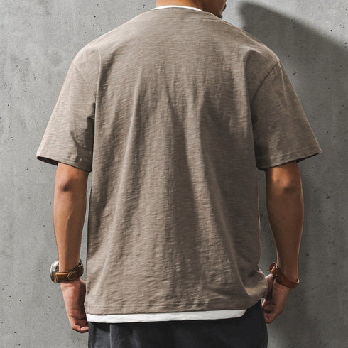 キーネックレイヤード半袖Tシャツ P2025