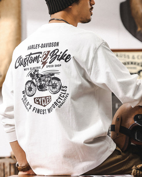 Retro Biker Print Heavyweight Tee P1299