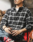 Faded Plaid Long Sleeve Cotton Shirt P1316