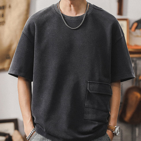 Front Pocket Retro T-shirt P0936