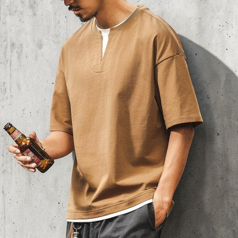 キーネックレイヤード半袖Tシャツ P2020