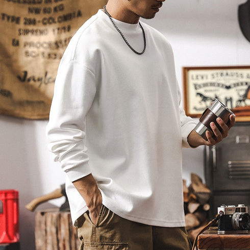 Loose Fitting Simple Long Sleeve T-shirt P1236