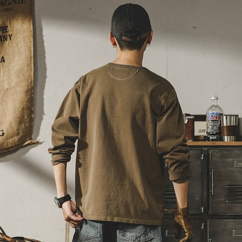 【OUTLET】ヴィンテージテイストヘンリーネックロンT P0630