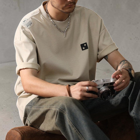ショルダーラベルチェストパッチ半袖Tシャツ P2181