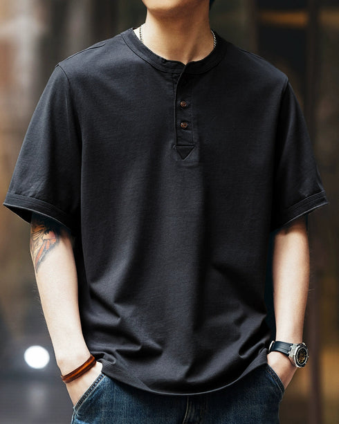 Minimal Button Front Design Short Sleeve T-Shirt P1348