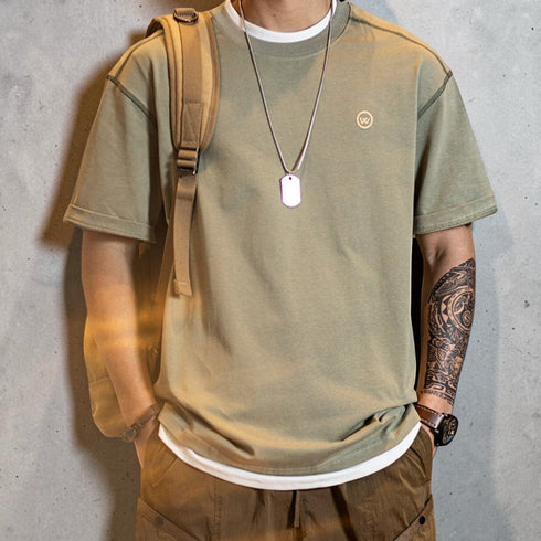 【OUTLET/即納】ステッチデザインルーズフィット半袖Tシャツ P2151