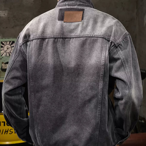 Stand Collar Denim Jacket P1065