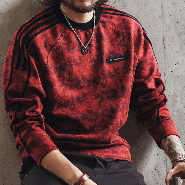 グラデーションパターンラインアクセント長袖スウェット P1997