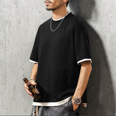 クルーネックレイヤードTシャツ P2022