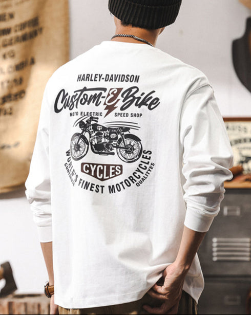 Retro Biker Print Heavyweight Tee P1299