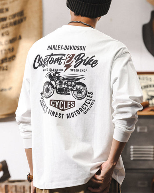 Retro Biker Print Heavyweight Tee P1299