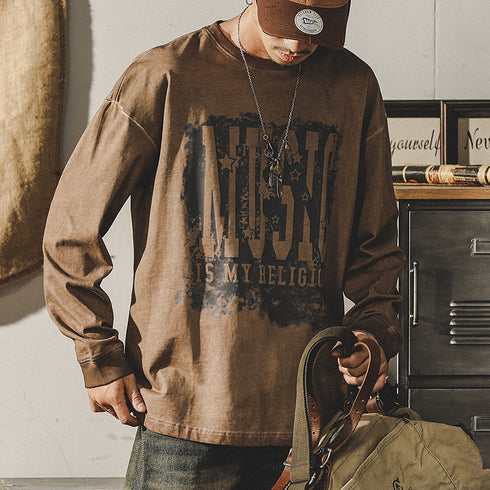 American Retro T-shirt Men's Long-sleeved P0835