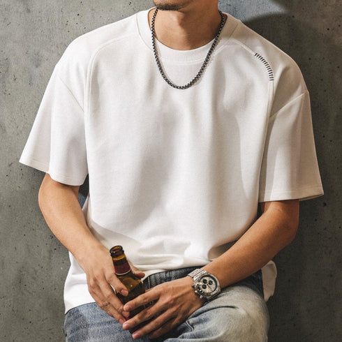 【OUTLET/即納】ラウンドネックドロップショルダーTシャツ P2083