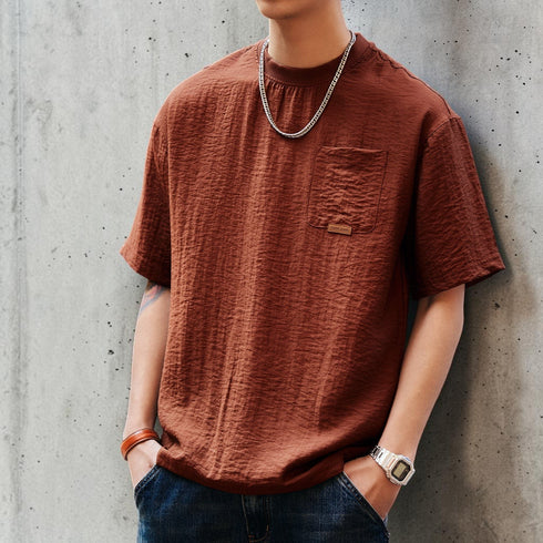 チェストポケットパッチ半袖Tシャツ P2132
