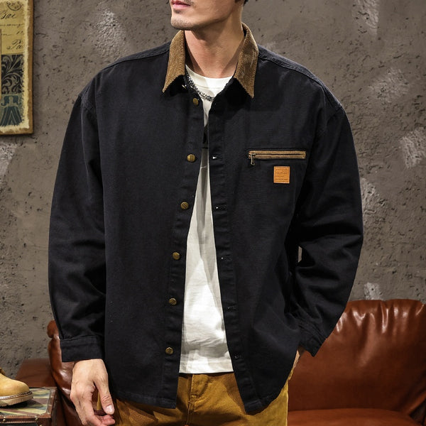 Contrast Lapel Long Sleeve Shirt P1052