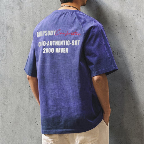 ピグメントウォッシュバックプリント半袖Tシャツ P2044