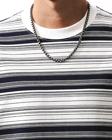 Navy Border Simple Short Sleeve T-shirt P1438