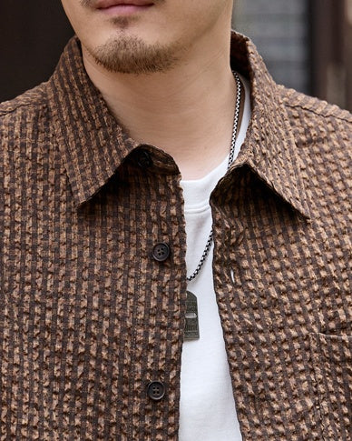 Waffle Texture Short Sleeve Shirt P1337