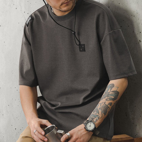 ショルダーラベルチェストパッチ半袖Tシャツ P2181