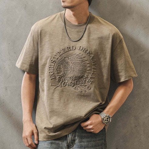 エンボスグラフィックネイティブモチーフTシャツ P2000