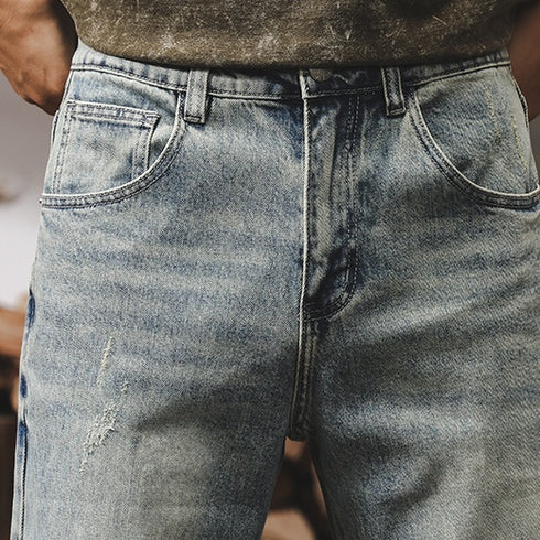 Straight Pants Washed Casual Pants P1238