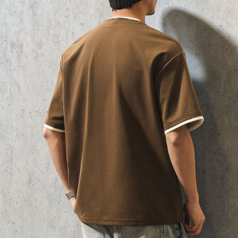 ツーボタンVネック半袖Tシャツ P2051