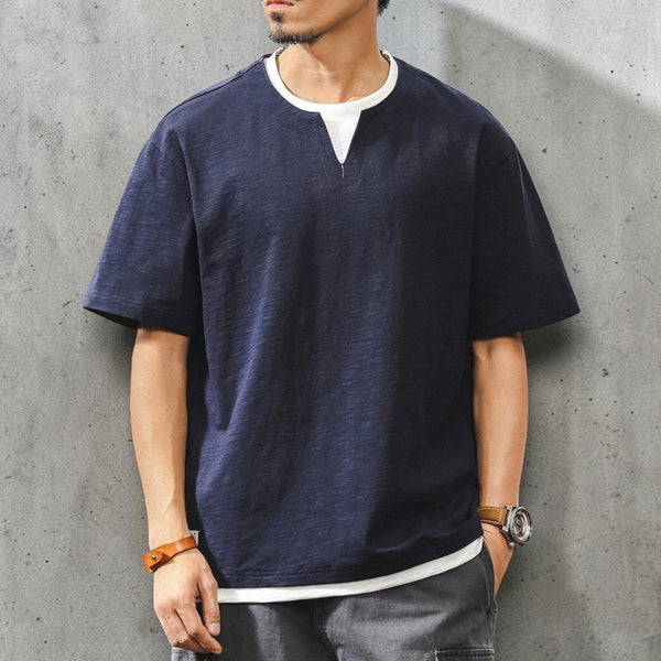 キーネックレイヤード半袖Tシャツ P2025